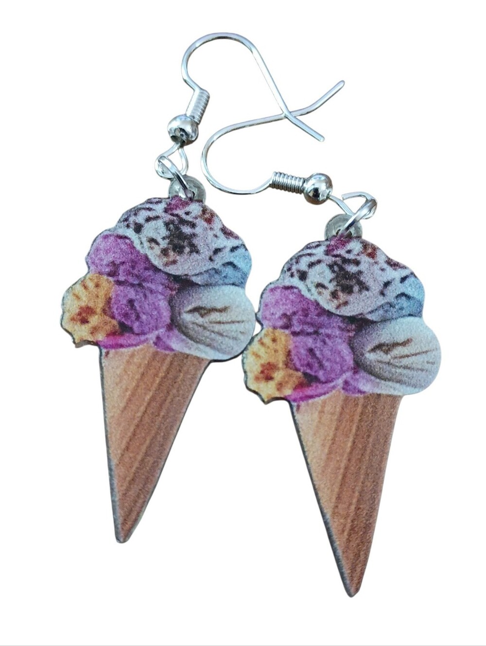 Fashion Jewelry Pink Sweet Scoop Ice Cream Cone Dangle Earrings -